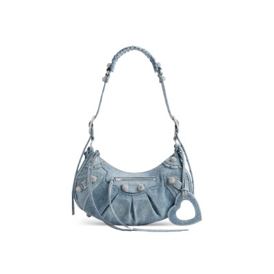 BALENCIAGA WOMEN'S LE CAGOLE SHOULDER BAG SMALL IN BLUE 6713072109U4715 (33*16*8.4cm)